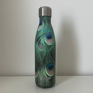 S’well 17oz green peacock feather insulated stainless steel water bottle